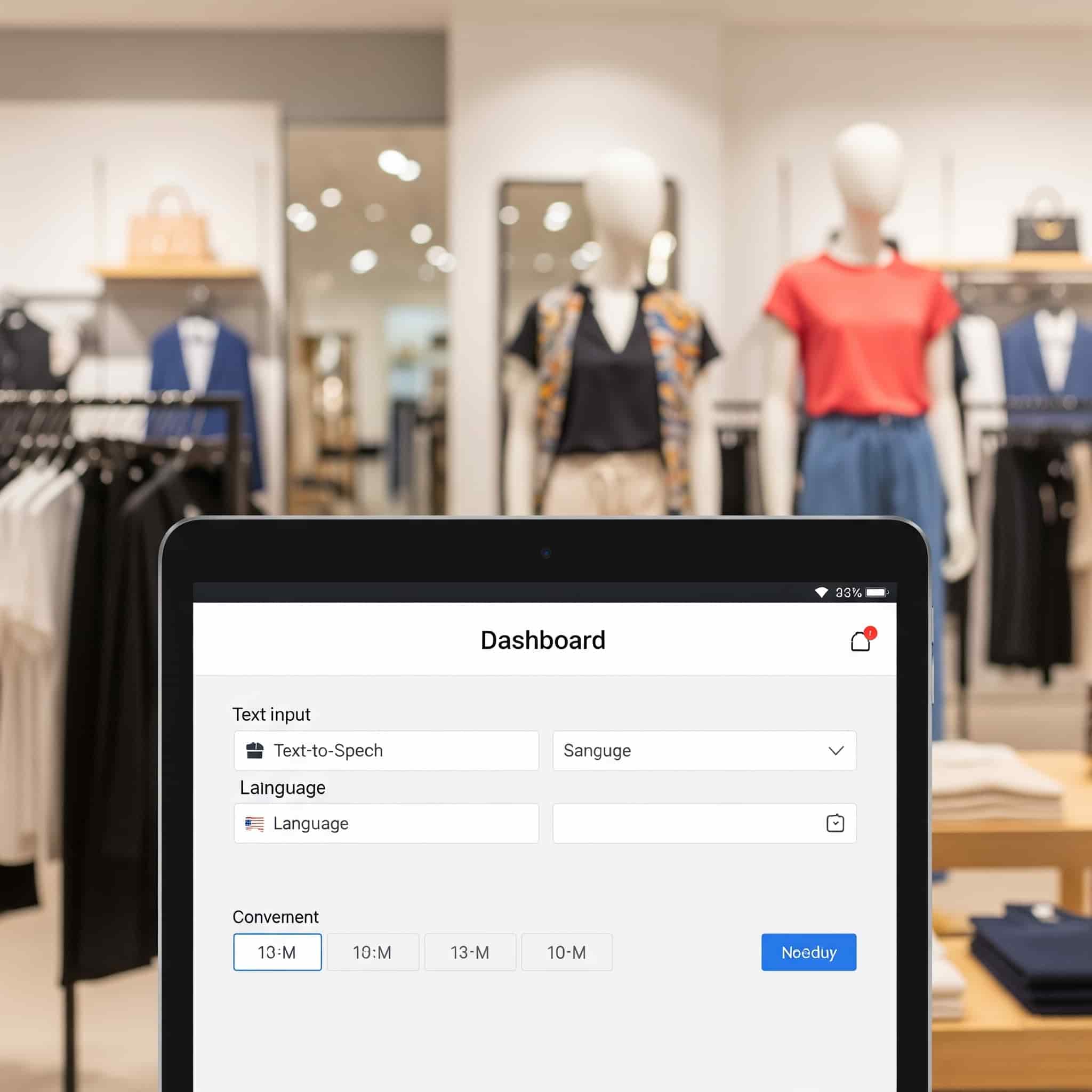 Dashboard per la programmazione di annunci vocali in un negozio di abbigliamento