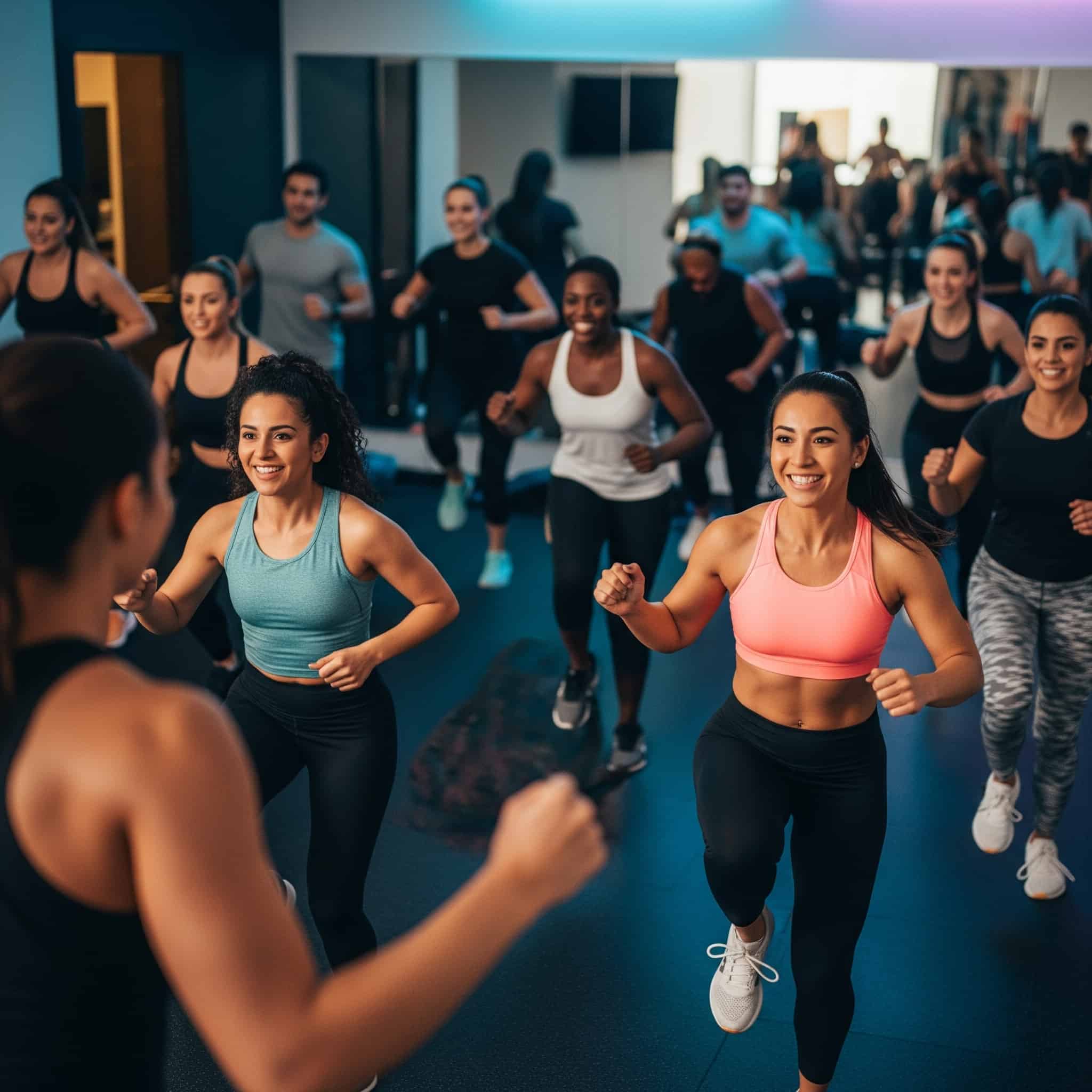 Corso di fitness di gruppo energizzato dalla musica